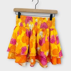 Agua Bendita Floral Teresa Skirt in Yellow Funky Blooms‎ Size Large